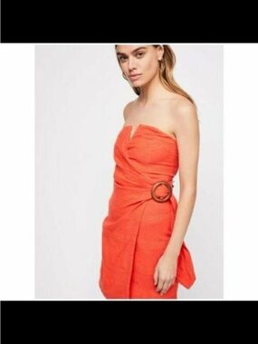 Free People Some Nights Smocked Adjustable Straps Wooden Buckle Mini Dress 8